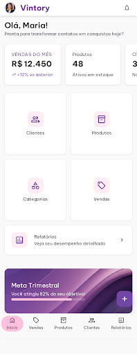 Dashboard do app Vintory